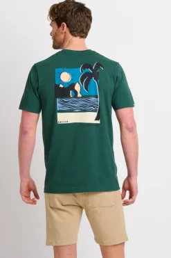 Brakeburn Landscape Lino Tee Green Cheap