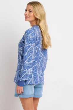 Brakeburn Leaf Crew Neck Sweat Blue Fashion