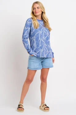 Brakeburn Leaf Crew Neck Sweat Blue Fashion