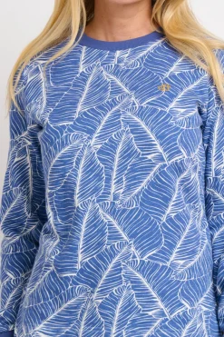 Brakeburn Leaf Crew Neck Sweat Blue Fashion