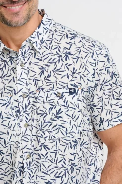 Brakeburn Leaf Short Sleeve Shirt Navy Outlet