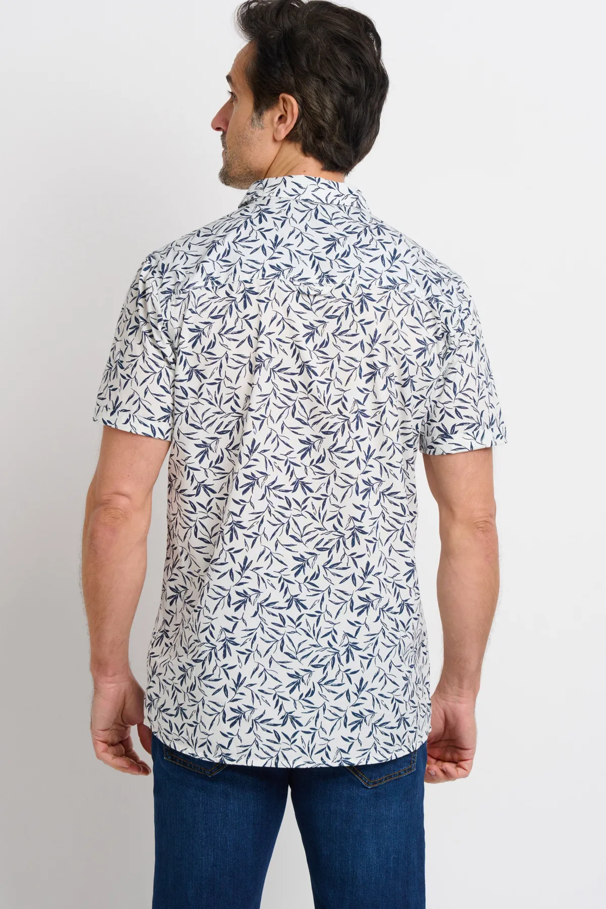 Brakeburn Leaf Short Sleeve Shirt Navy Outlet
