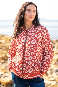 Brakeburn Leopard Bomber Jacket Red Store