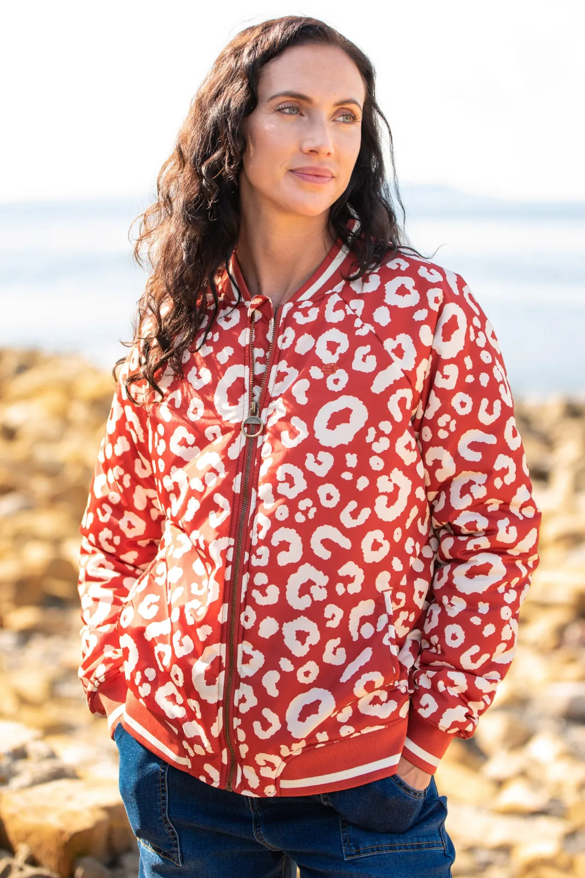 Brakeburn Leopard Bomber Jacket Red Store