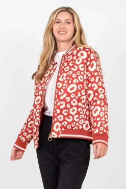 Brakeburn Leopard Bomber Jacket Red Store