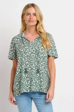 Brakeburn Leopard Floral Blouse Green Fashion