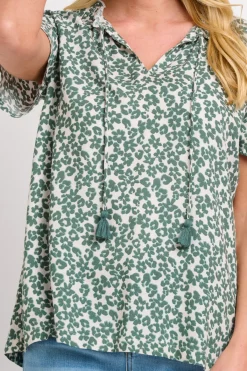 Brakeburn Leopard Floral Blouse Green Fashion