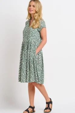 Brakeburn Leopard Floral Dress Green Discount