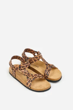 Brakeburn Leopard Strappy Sandals Beige New