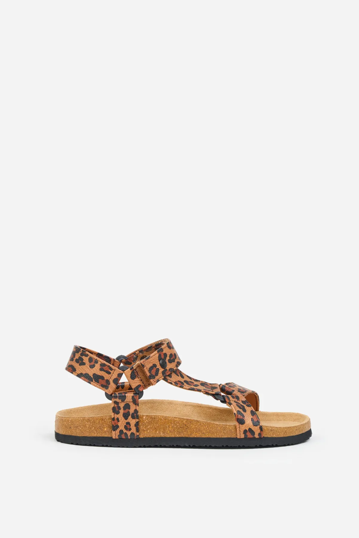 Brakeburn Leopard Strappy Sandals Beige New