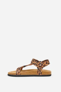 Brakeburn Leopard Strappy Sandals Beige New