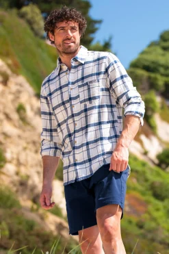 Brakeburn Long Sleeve Checked Shirt Cream Sale
