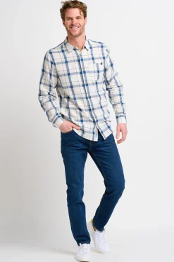 Brakeburn Long Sleeve Checked Shirt Cream Sale