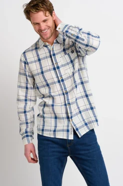 Brakeburn Long Sleeve Checked Shirt Cream Sale