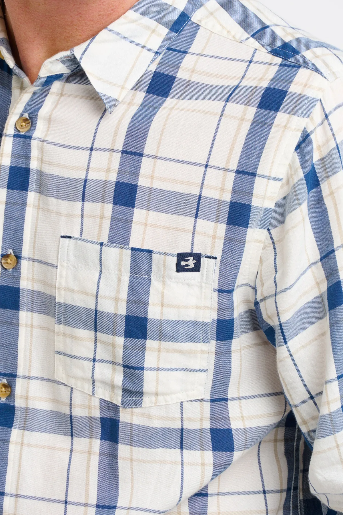 Brakeburn Long Sleeve Checked Shirt Cream Sale