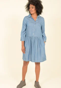 Brakeburn Loose Fit Shirt Dress Blue Flash Sale