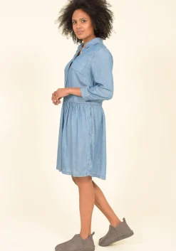 Brakeburn Loose Fit Shirt Dress Blue Flash Sale