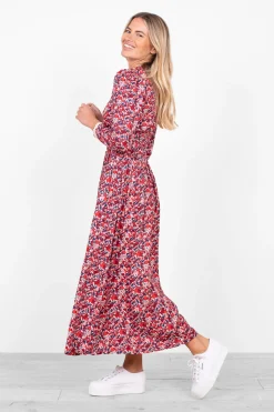 Brakeburn Mixed Berry Floral Midaxi Dress Multicoloured Shop