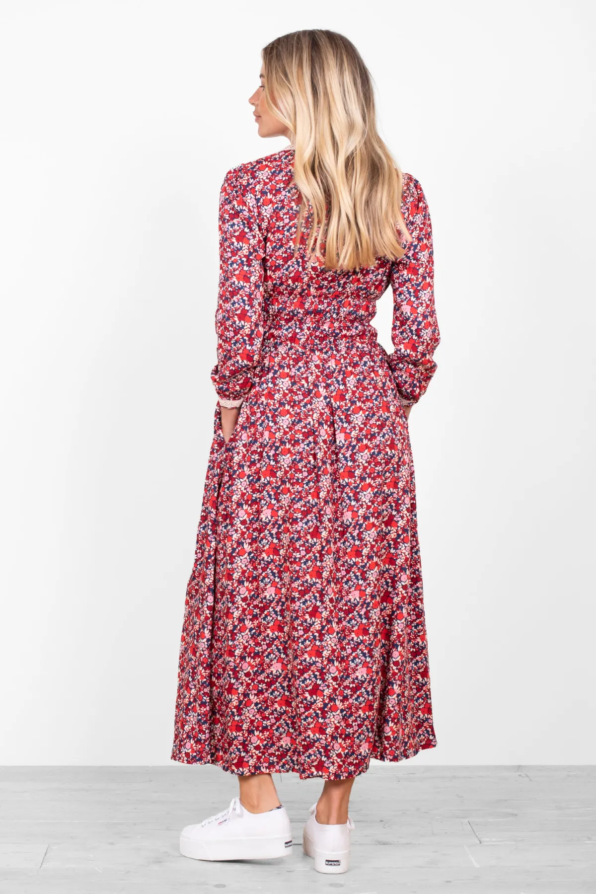 Brakeburn Mixed Berry Floral Midaxi Dress Multicoloured Shop