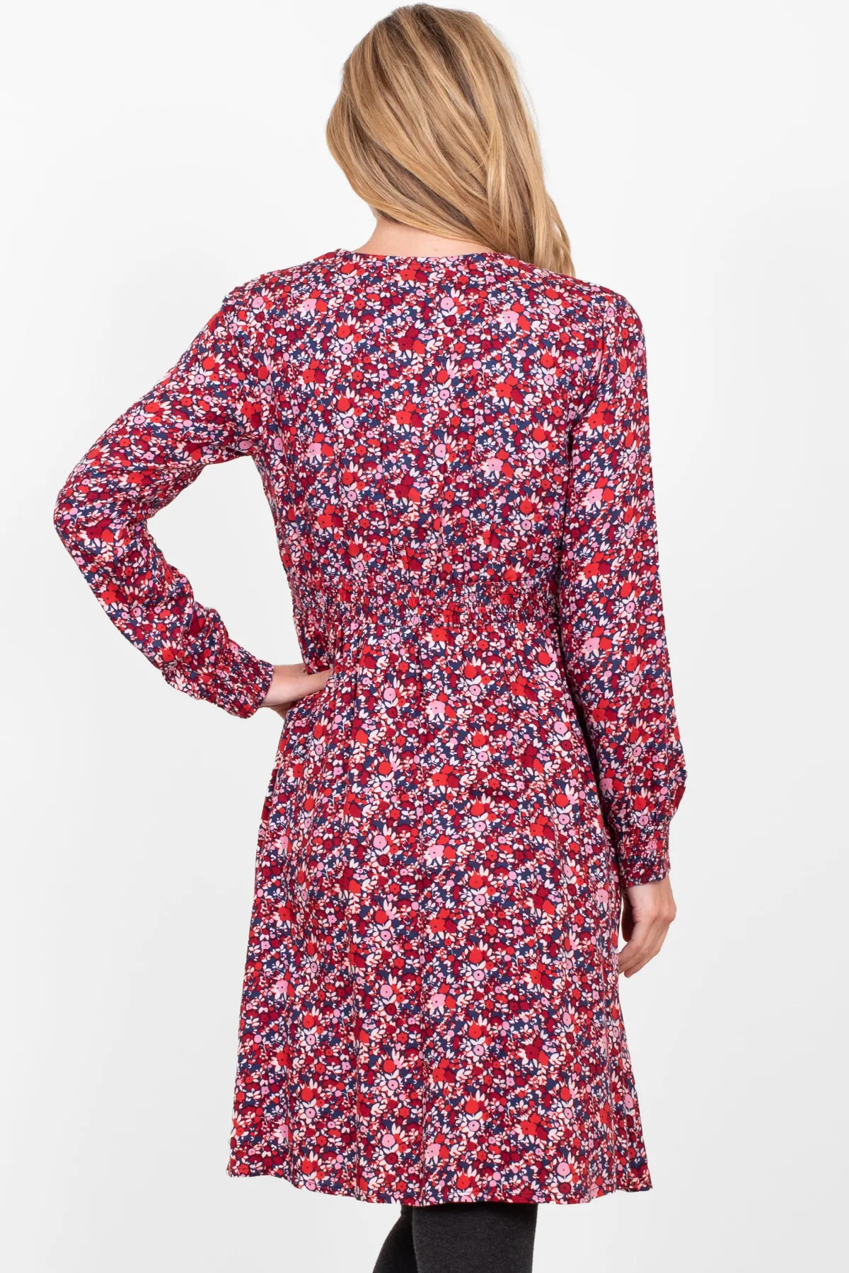 Brakeburn Mixed Berry Floral Wrap Dress Multicoloured Discount