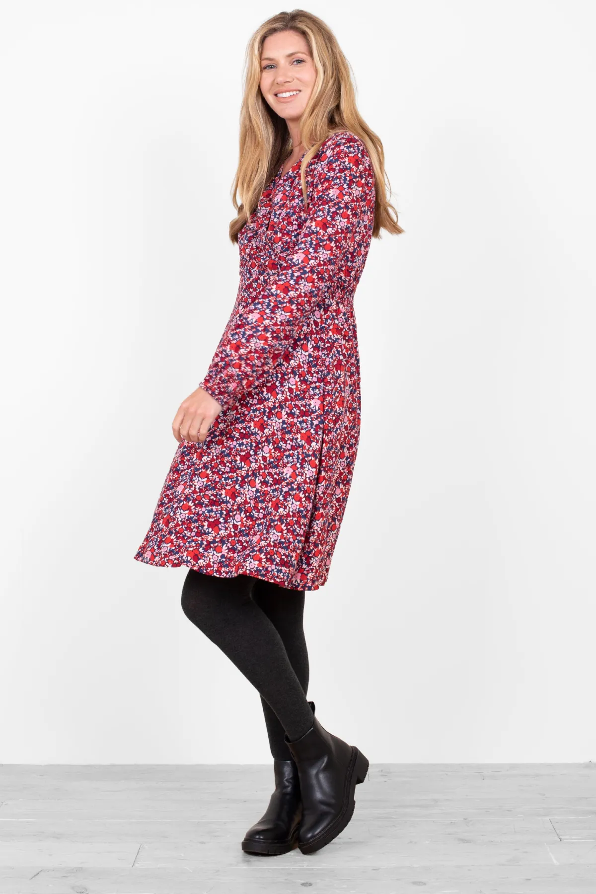 Brakeburn Mixed Berry Floral Wrap Dress Multicoloured Discount