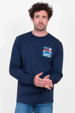 Brakeburn Mountain Waves Tee Navy Clearance