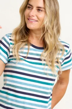 Brakeburn Multi Stripe Tee Blue Clearance