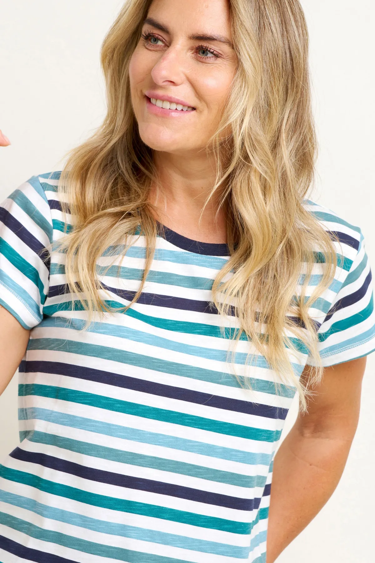 Brakeburn Multi Stripe Tee Blue Clearance