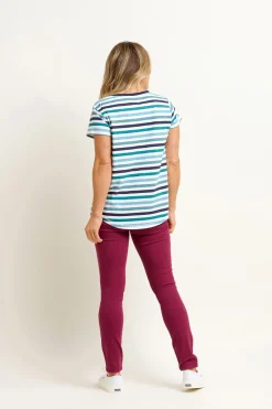 Brakeburn Multi Stripe Tee Blue Clearance