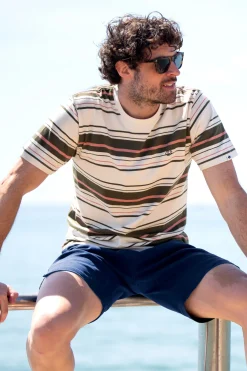 Brakeburn Multi Stripe Tee Cream Best Sale