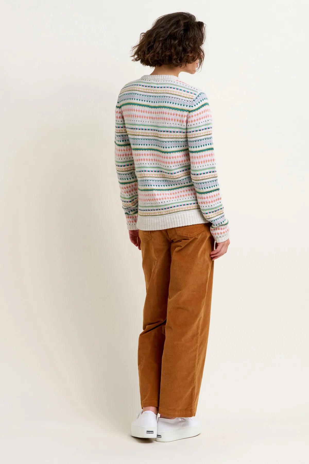 Brakeburn Multicolour Fairisle Cardigan Cream Shop