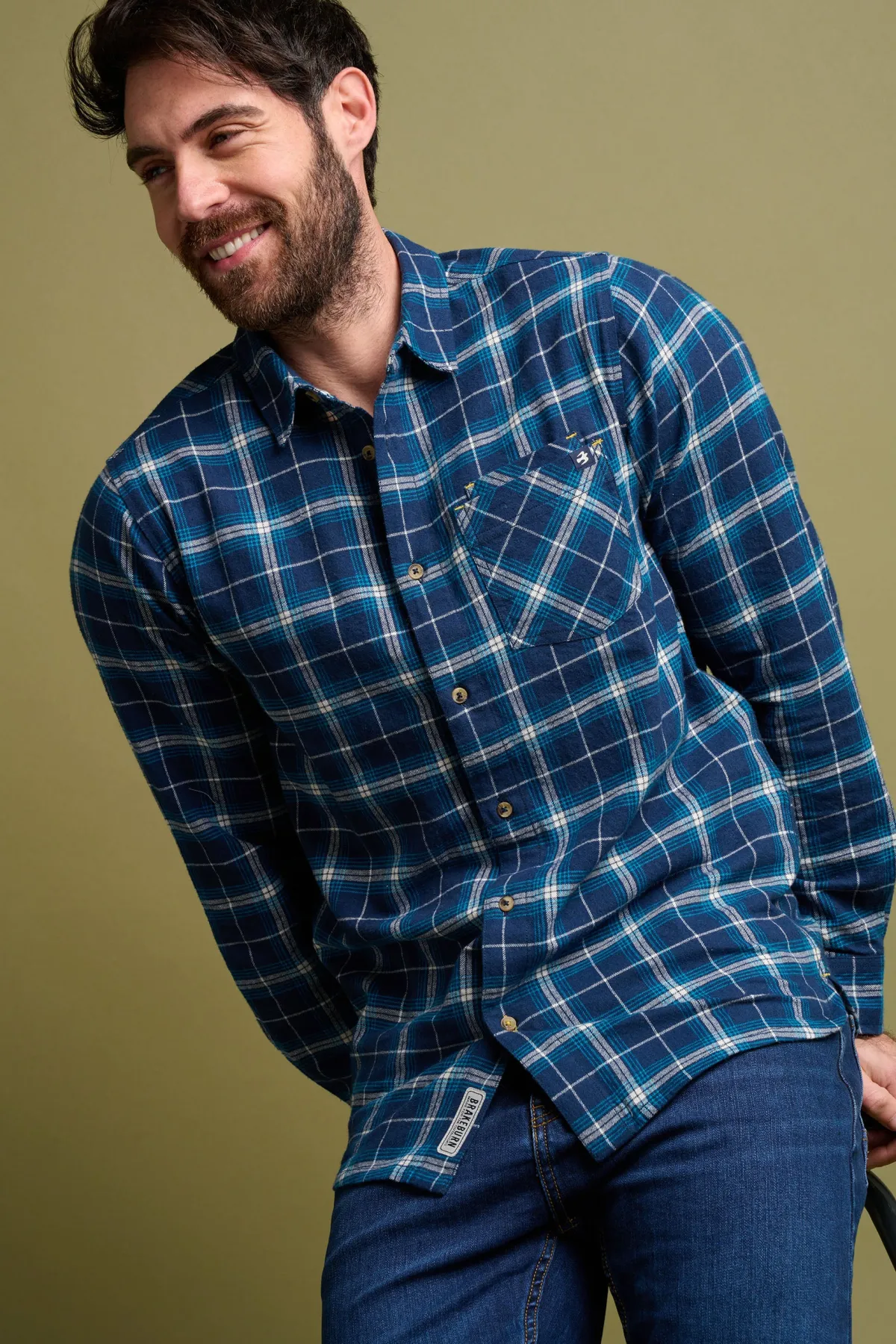 Brakeburn Navy Check Shirt Blue Clearance