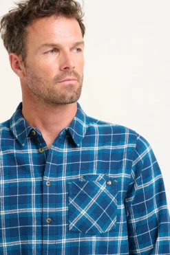 Brakeburn Navy Check Shirt Blue Clearance