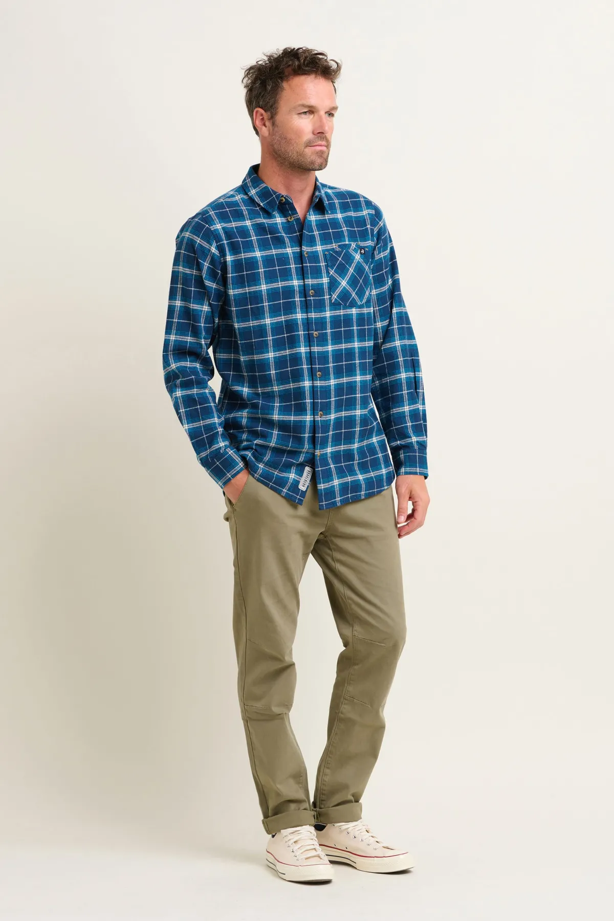 Brakeburn Navy Check Shirt Blue Clearance