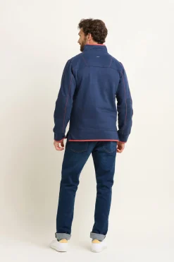Brakeburn Navy Quarter Zip Sweatshirt Burgundy Best