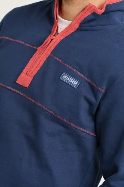 Brakeburn Navy Quarter Zip Sweatshirt Burgundy Best