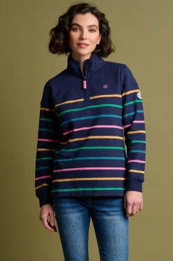 Brakeburn Navy Quarter Zip Sweatshirt Multicoloured Best Sale