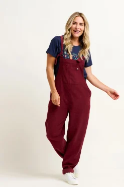 Brakeburn Niko Cord Dungarees Burgundy Cheap