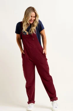 Brakeburn Niko Cord Dungarees Burgundy Cheap