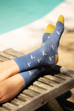 Brakeburn Palm Tree Socks Blue Flash Sale