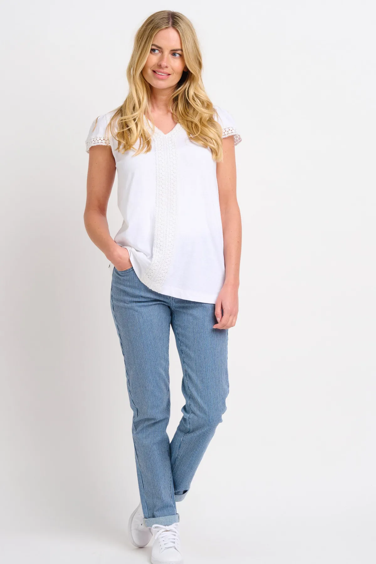 Brakeburn Pearl Linen Tee White Outlet