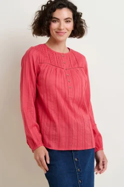 Brakeburn Penny Pintuck Blouse Coral Discount