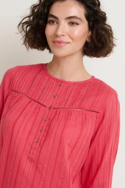 Brakeburn Penny Pintuck Blouse Coral Discount