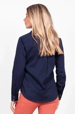 Brakeburn Phoebe Pintuck Shirt Navy Discount