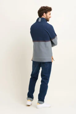 Brakeburn Pique Quarter Zip Sweatshirt Blue Hot