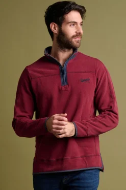 Brakeburn Pique Quarter Zip Sweatshirt Burgundy Fashion