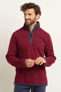 Brakeburn Pique Quarter Zip Sweatshirt Burgundy Fashion