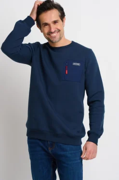 Brakeburn Pocket Crew Neck Sweat Navy Outlet