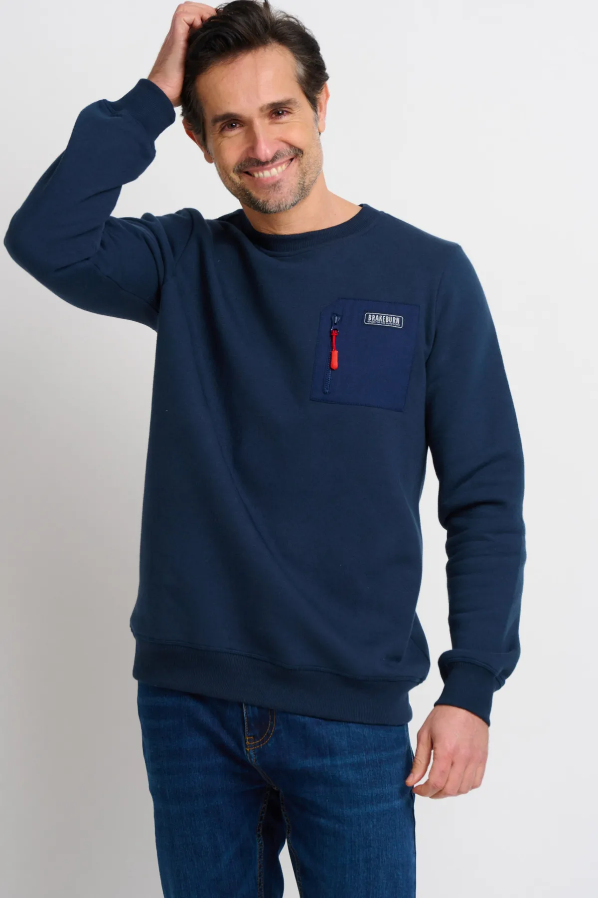 Brakeburn Pocket Crew Neck Sweat Navy Outlet