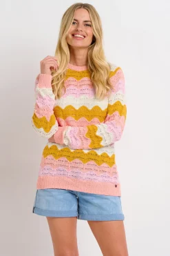 Brakeburn Pointelle Wave Crew Neck Multicoloured Flash Sale